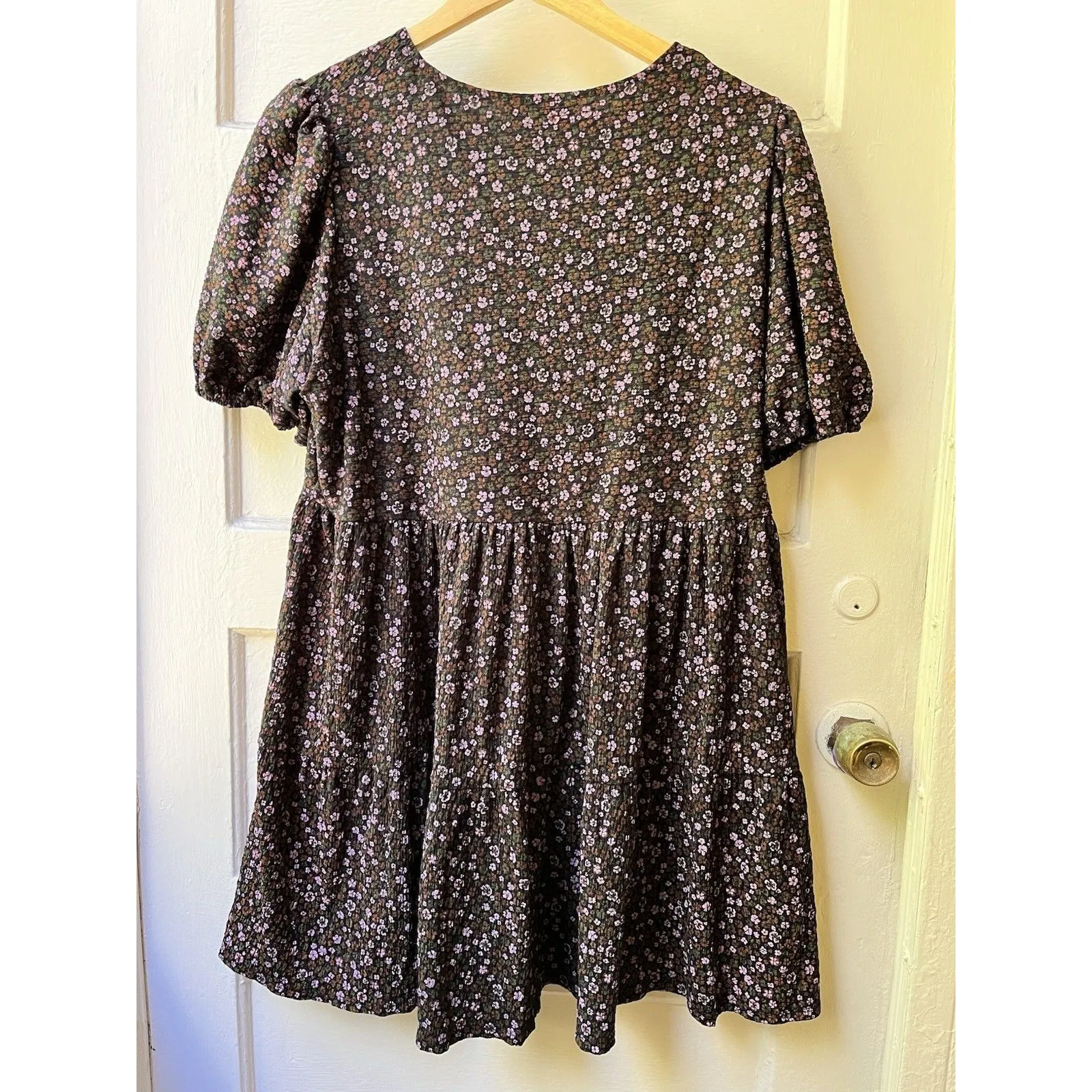 Asos Floral Babydoll Dress 12 Puff Sleeves Dark Fairy Romantic Academic Western - Image 4