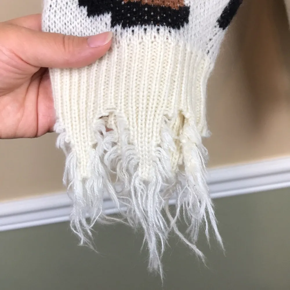 Hayden Los Angeles Women’s Leopard Print Distressed Raw Oversized Hooded Sweater - Image 4