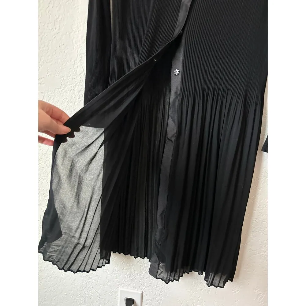 Armani Collezioni Black Plisse Longline Button Front Cardigan 10 - Image 4