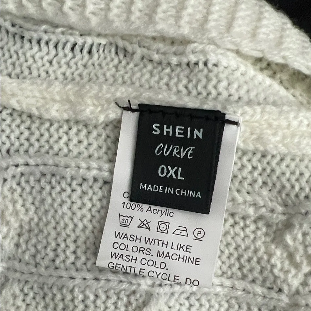 SHEIN Curve White Cropped Knit Cardigan Shrug | OXL Cozy Layering Sweater - Image 2