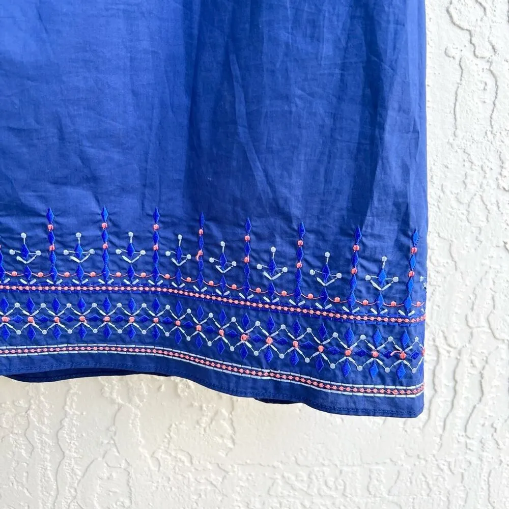 Parker embroidered cotton blue dress Medium mini one shoulder ruffle women M - Image 5