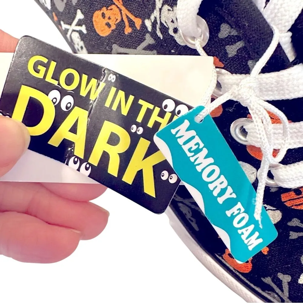 Isaac Mizrahi Halloween Glow In The Dark Sneakers‎ Women's 10 Black Skulls NWT - Image 3