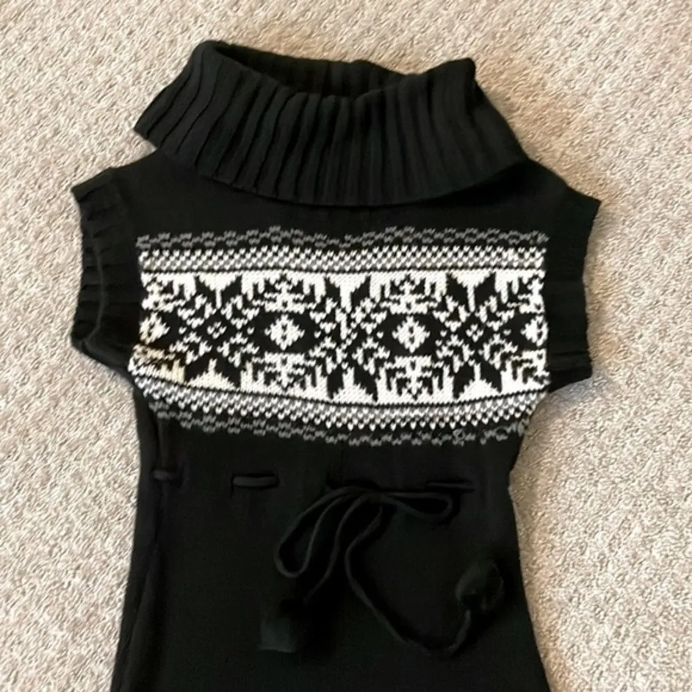 Energie Black Cowl Neck Knit Sweater Dress With Tie - Image 2