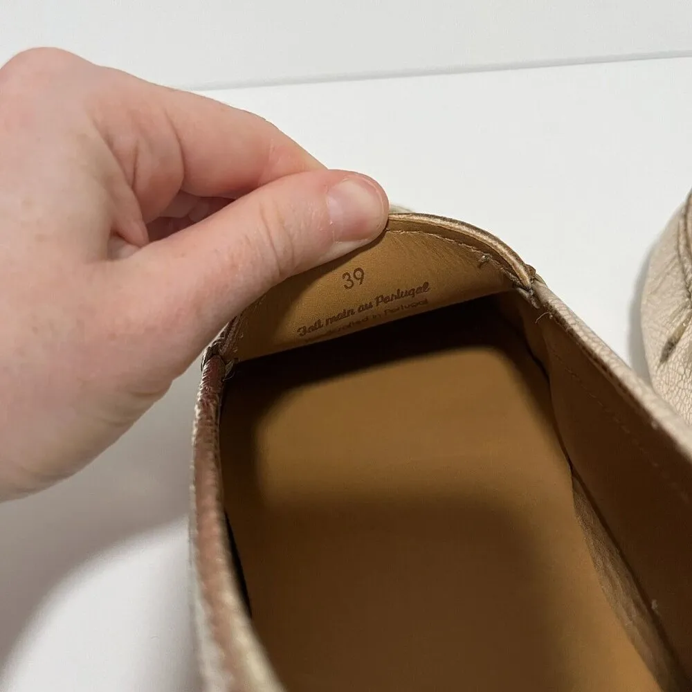 Bobbies Gold Lame Handmade Driving Moccasin Loafers with Bow Size 39 - Image 7