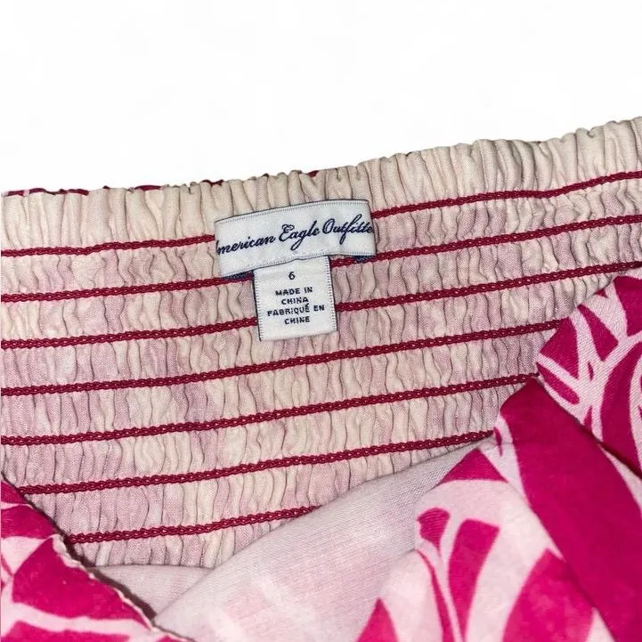 American Eagle 2010s pink and white leaf print strapless mini dress - Image 4