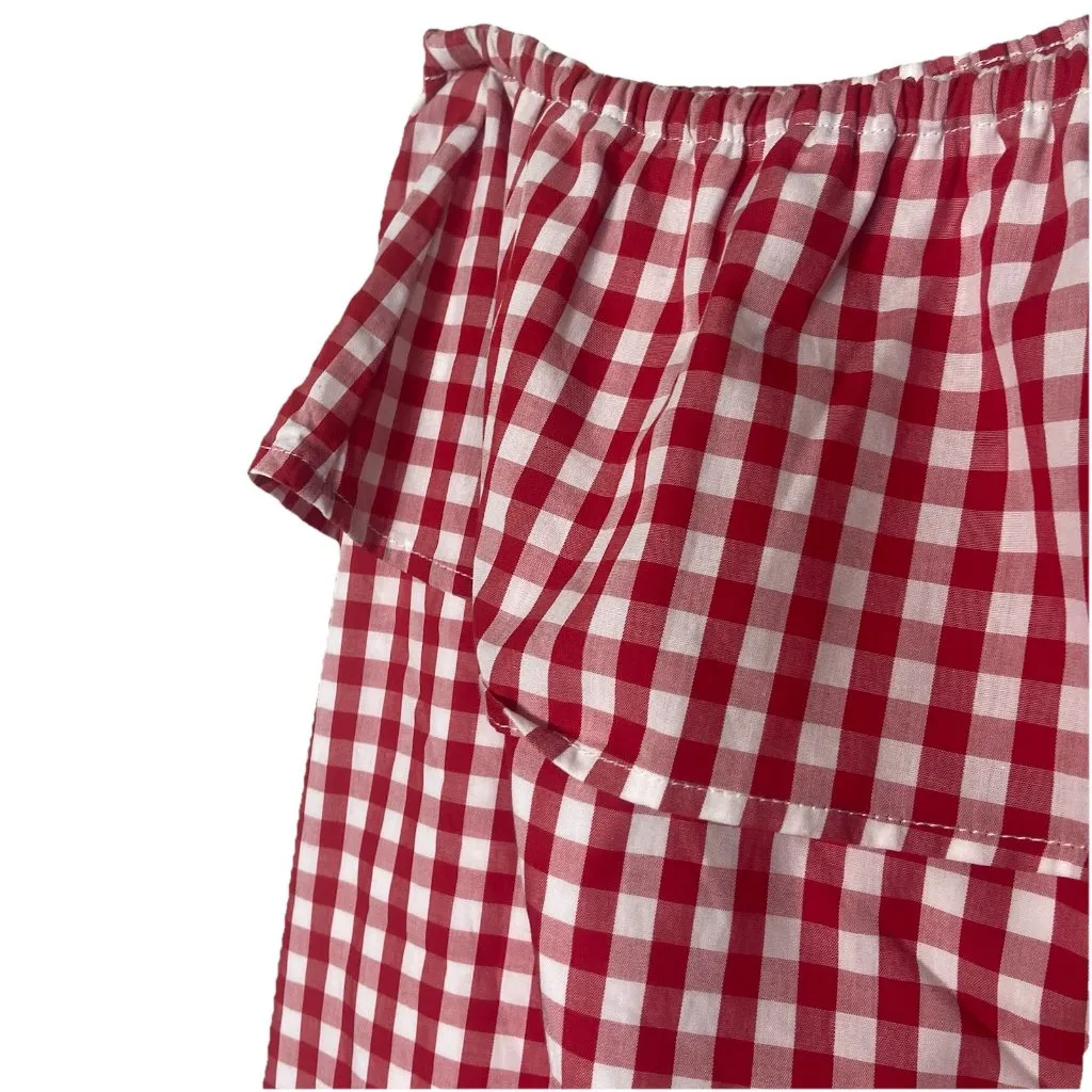 Lauren James Red White Gingham One‎ Shoulder Top Tomato Girl Summer Blouse M - Image 5