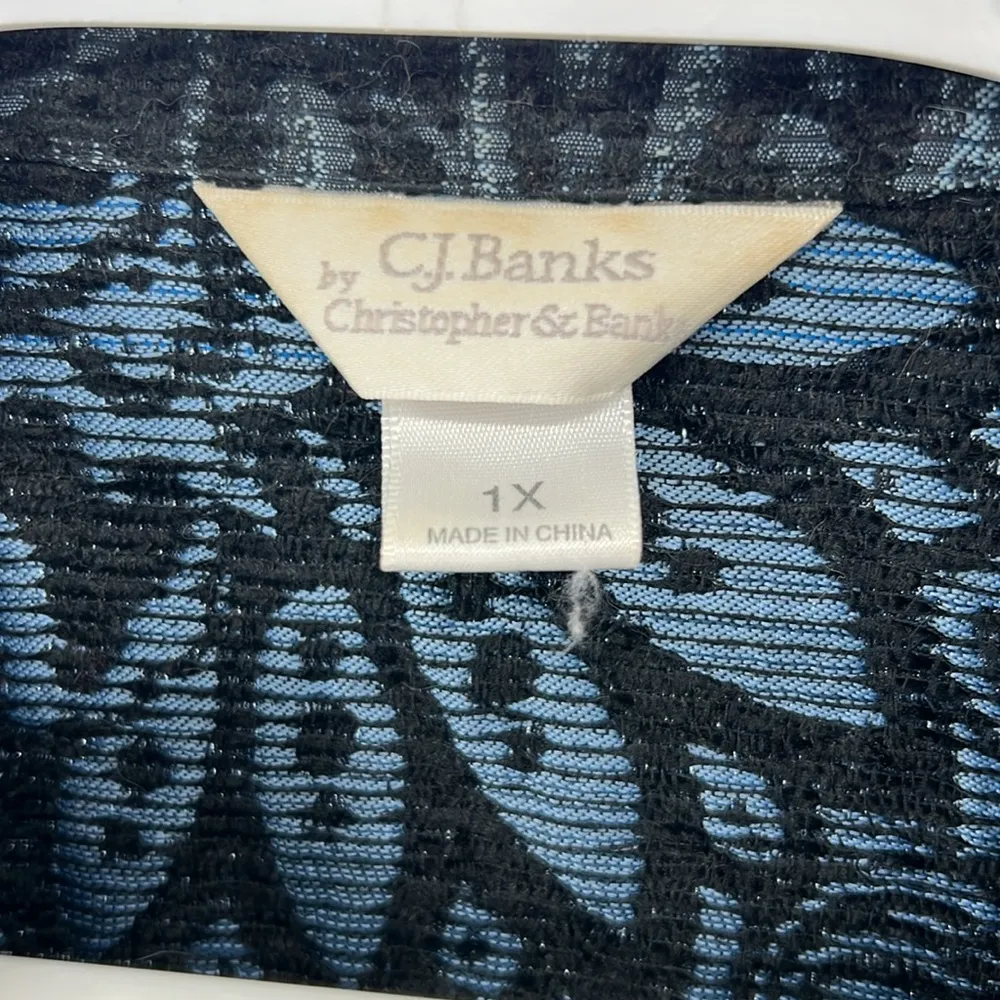 CJ Banks zip front tapestry ombré paisley jacket shirt blazer professional plus - Image 6