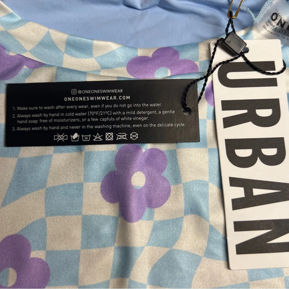 ONEONE Women Lavender Swimwear Piexe cropped tee Cap Sleeve Bikini Top,Boho|Sz:M - Image 9