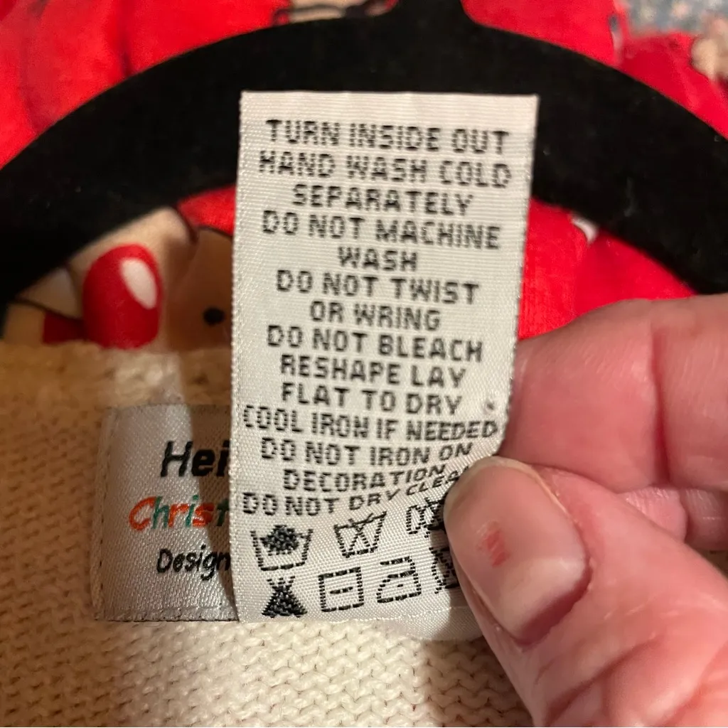 Vintage Holiday Embroidered Cardigan Sweater White Size L - Image 8