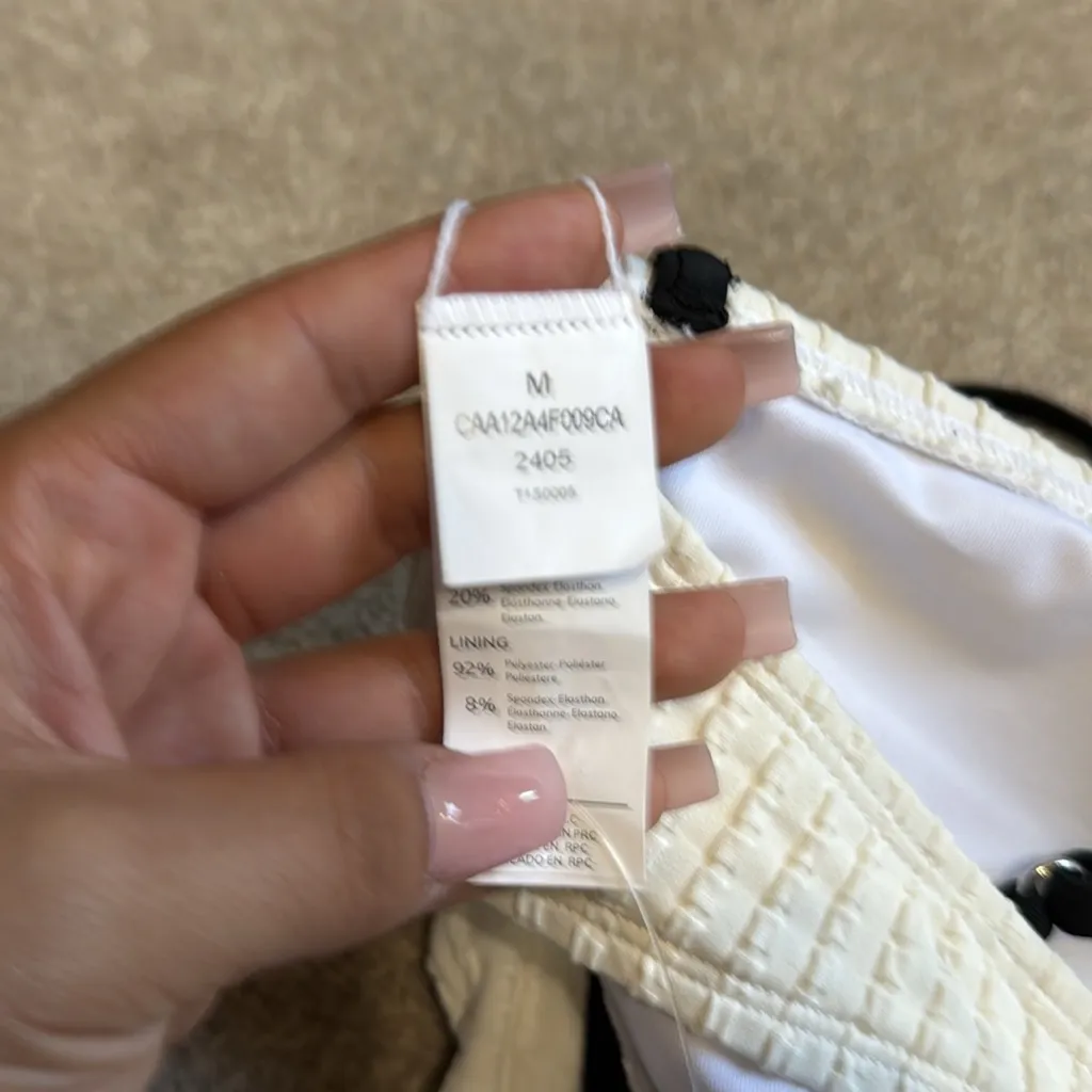 Cupshe X Jojo Fletcher Cream Textured Bandeau Bikini Swim Top Size M - Image 5