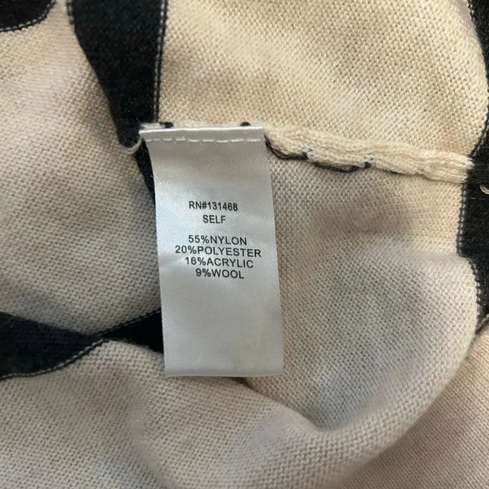 FATE beige and black hoodie Striped Wool Blend Knit Sweater size Small - Image 6