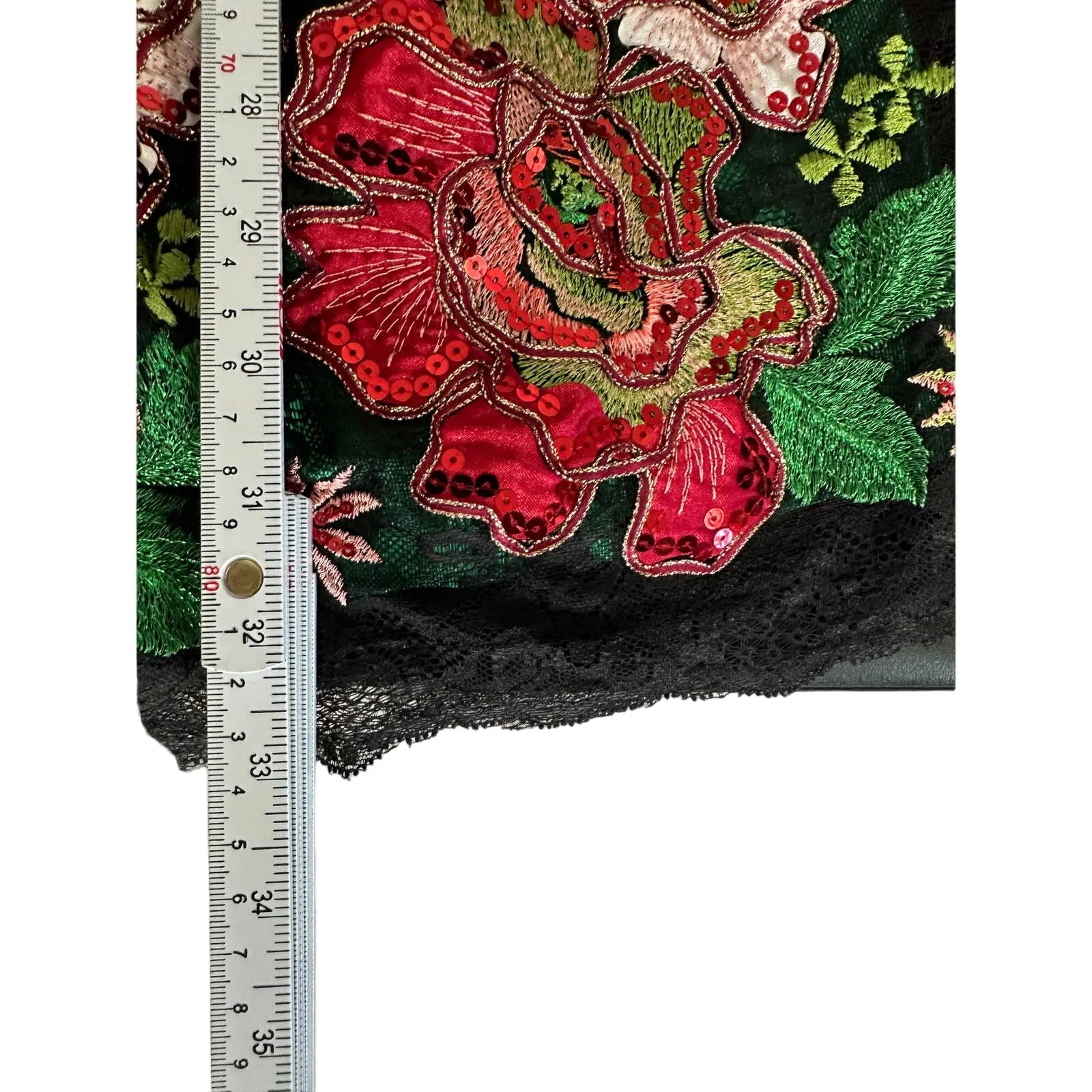 Red Lady Women Floral Lace Embroidery Mini Dress Size S Asian Tea Party Cocktail Black - Image 7