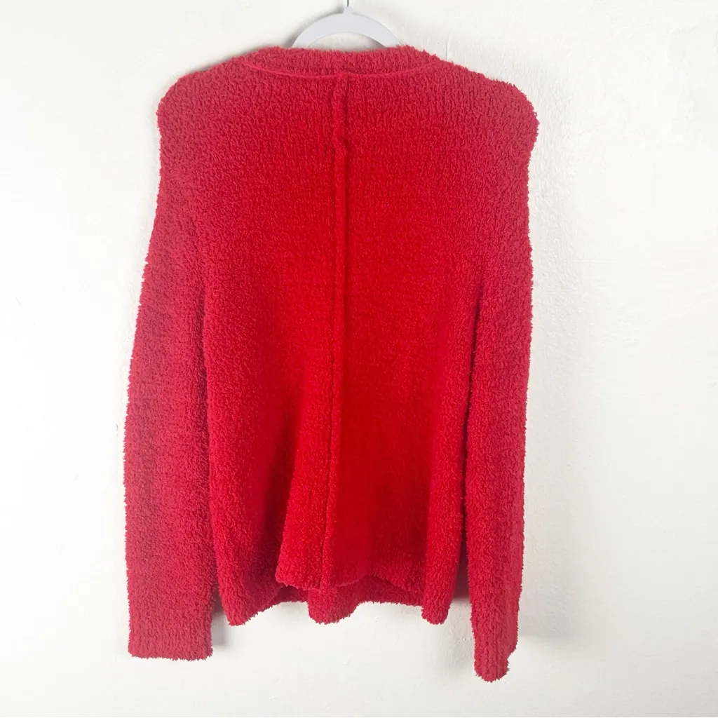MICHAEL STARS Freja Red Fuzzy Long Sleeves Crewneck Pullover Sweater Size Medium - Image 2