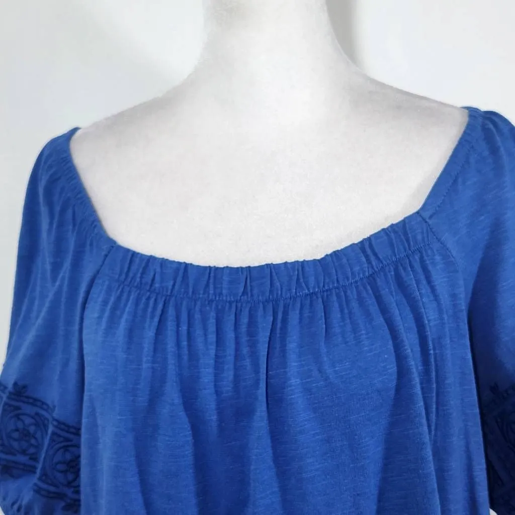 Mason & Belle Blue Knit Top with Embroidered Puffy Sleeves NWT Size Medium - Image 2