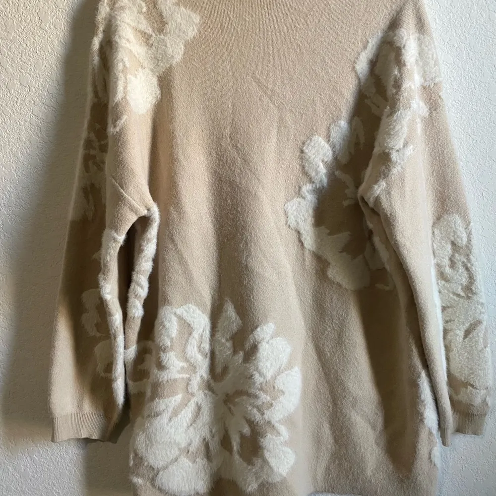 Anthropologie Sweater Cream & White Floral Soft Mini Skirt Coquette Set Size S - Image 3