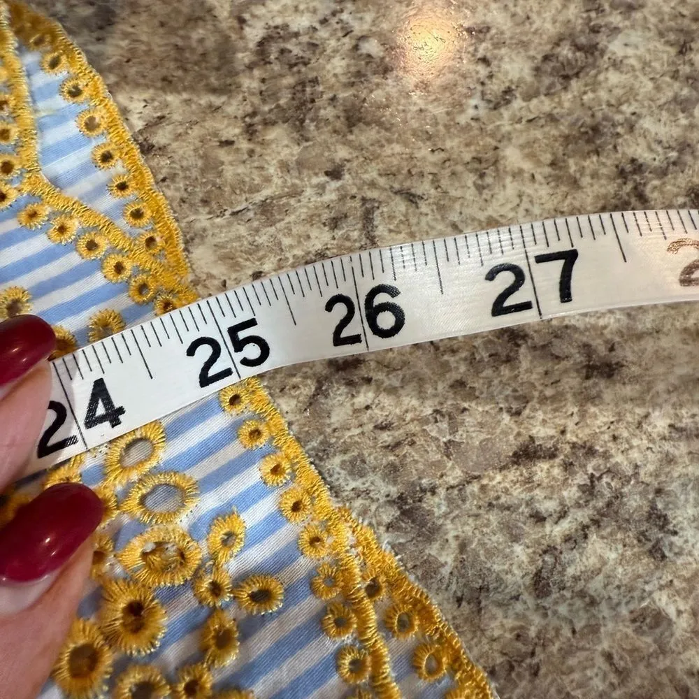 Very J boutique, blue and white striped blouse with yellow tassels size medium - Image 6