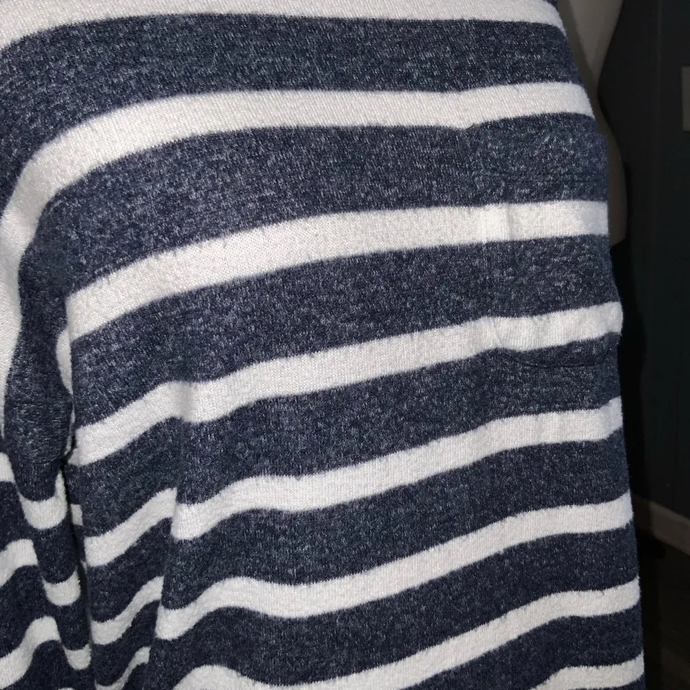 Navy Blue & White Striped  Soft Loose Oversized Sweater XS - Image 8
