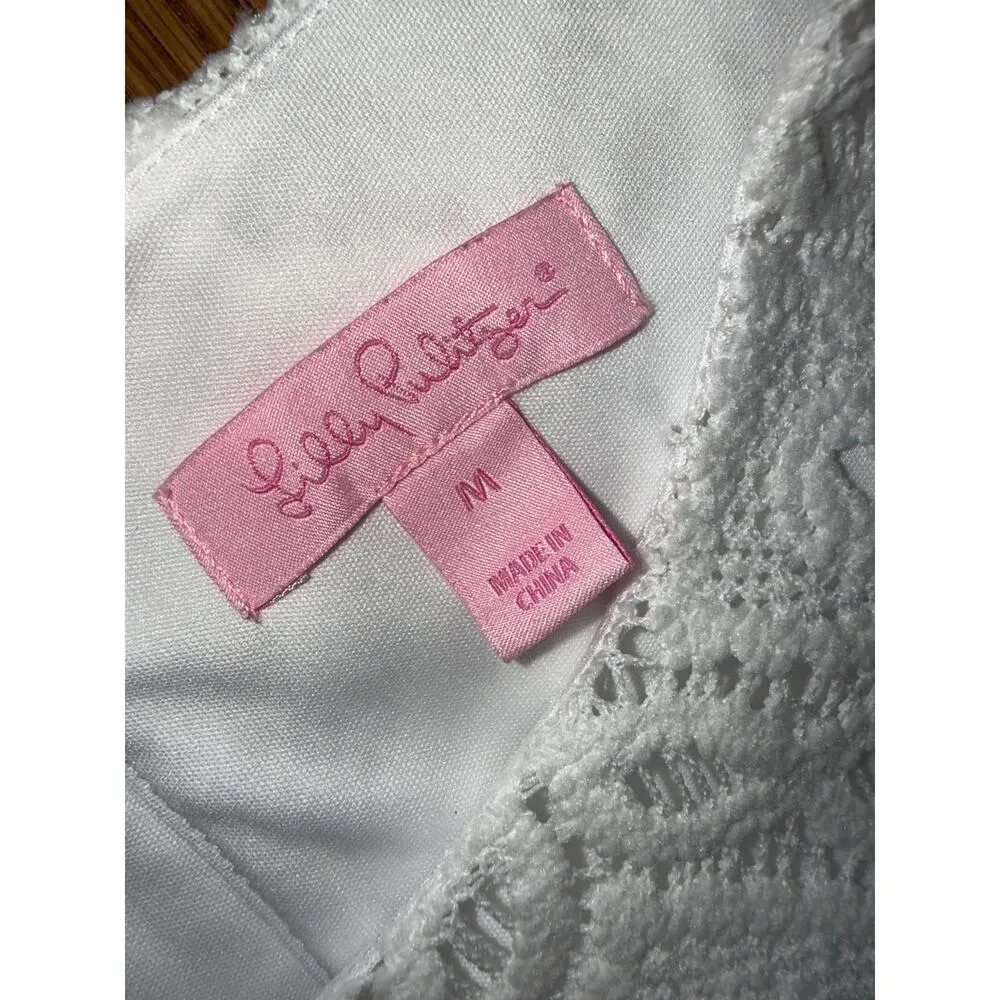 Lilly Pulitzer Kent White Resort Trellis Lace Fit and Flare Dress Women’s Medium - Image 4