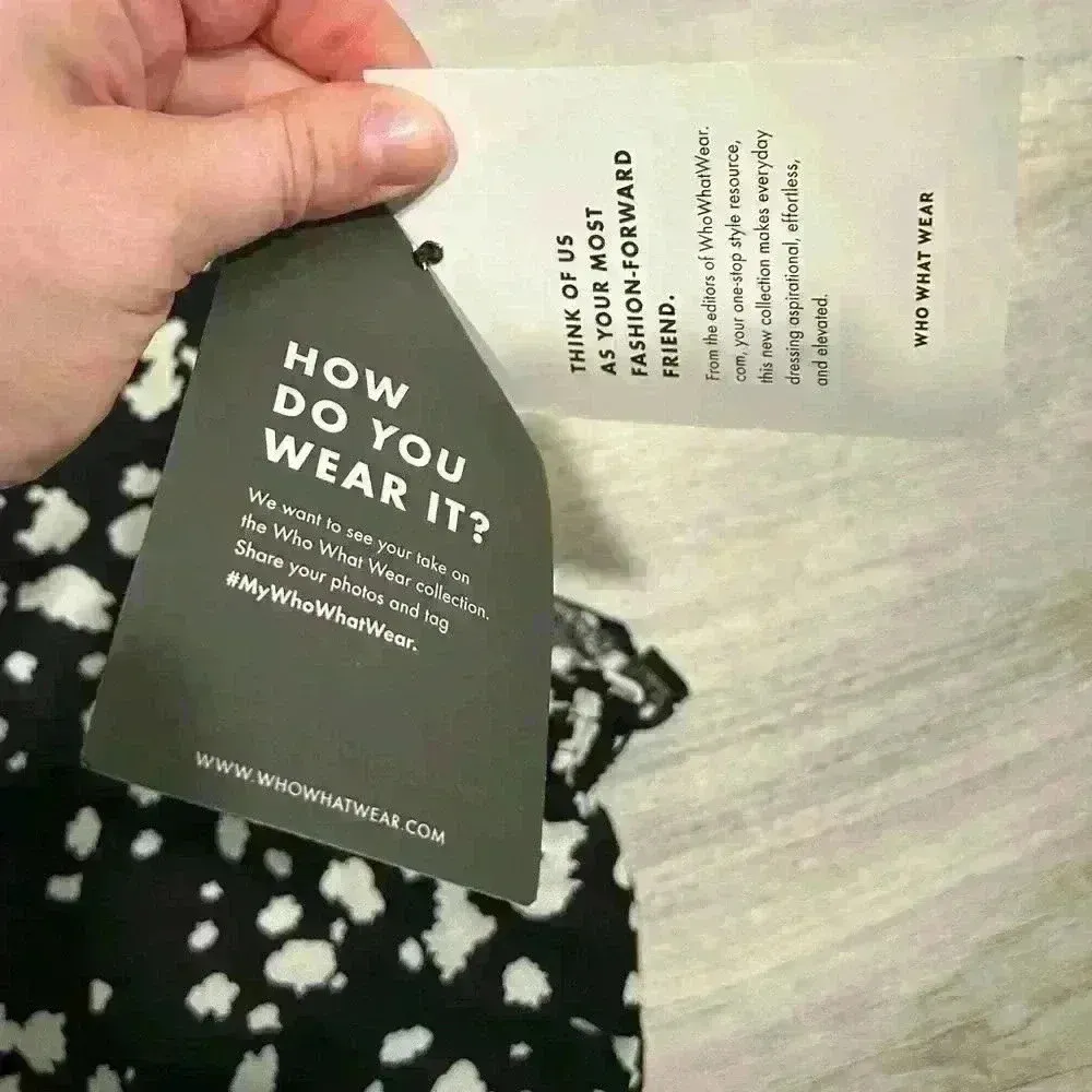 NWT Who What Wear Ruffle High Neck Short Sleeve Black White Shift Dress Size S - Image 4