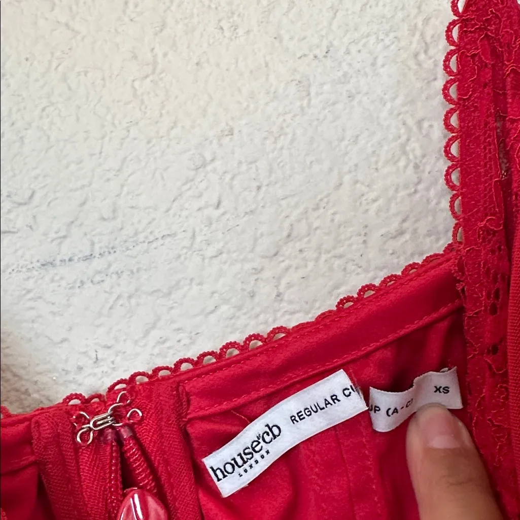 HOUSE OF CB XS‎ A-C 'Nalini' Holly Red Mesh Corset Maxi Dress NWOT - Image 7