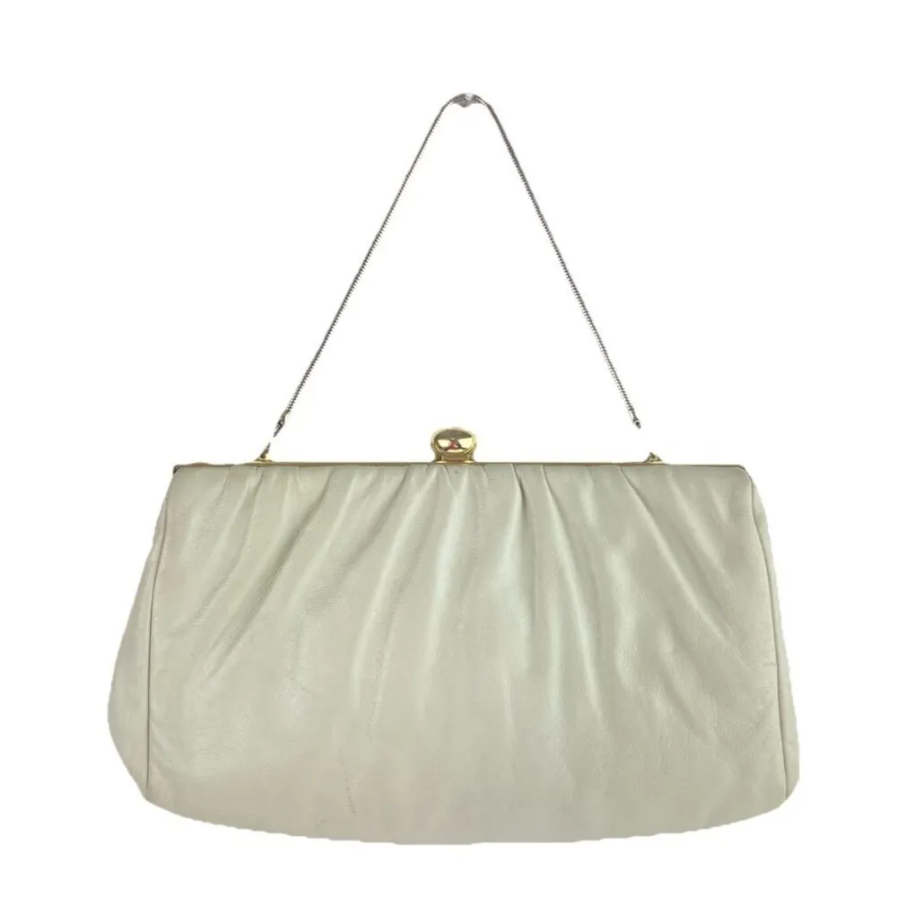 Vintage Etra Clutch Purse Ivory Leather Mid Century Retroglam 60s Mod Retro - Image 2