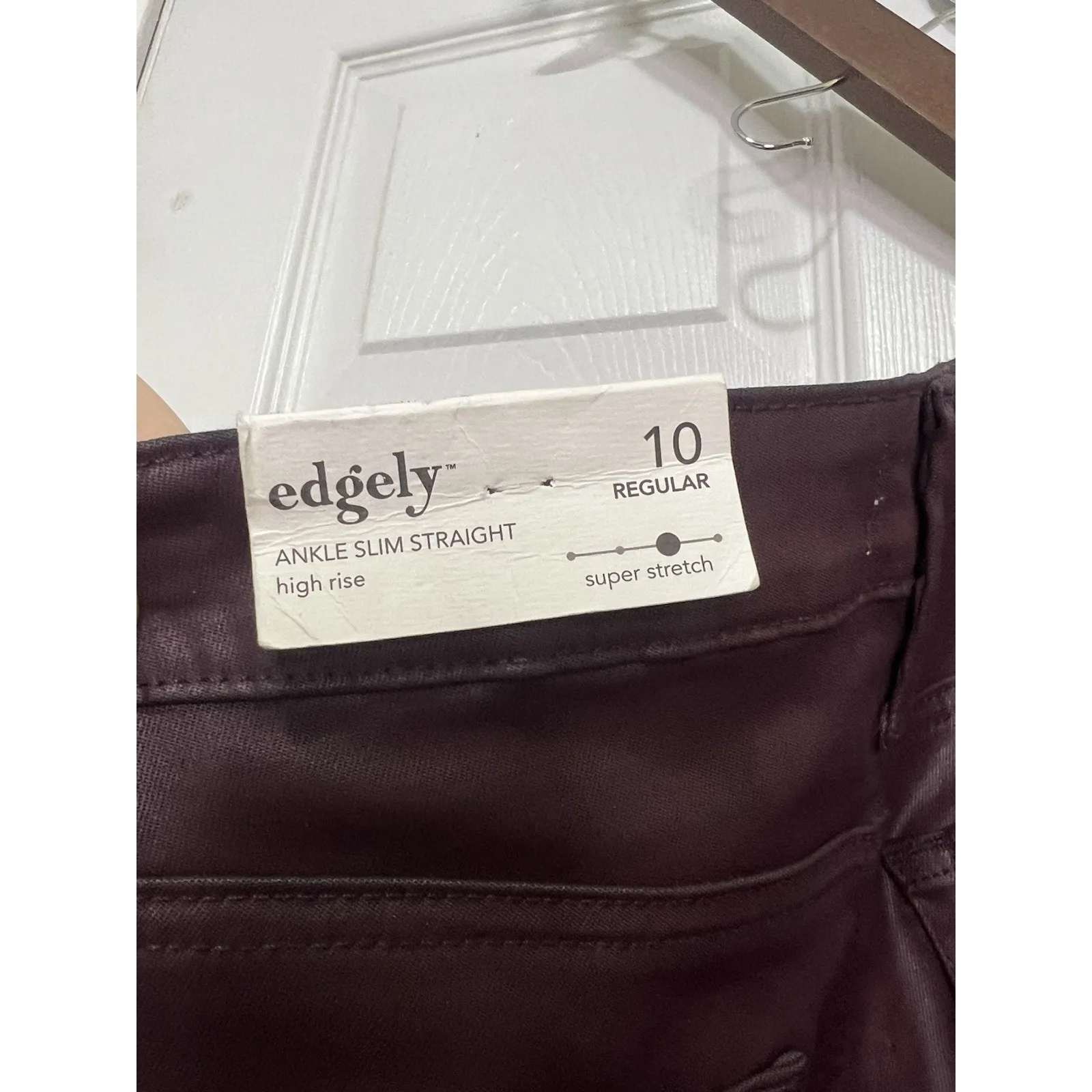 Edgely Women's Maroon/brown Faux Leather Pants Size 10 Slim Straight Ankle NWT - Image 6