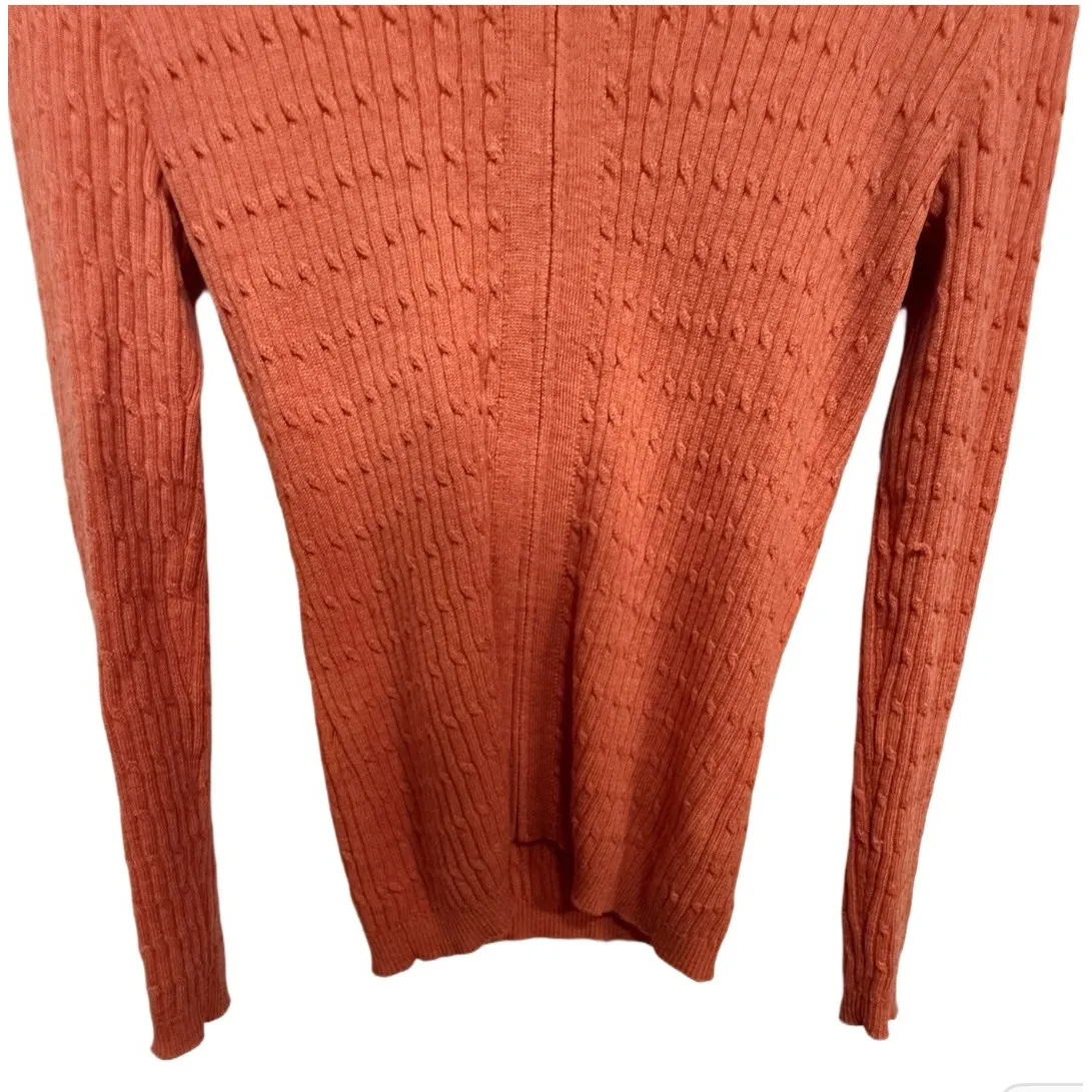 Peter Millar Golf Full Zip Cable Knit Jacket Peach Orange Size Medium 100% Wool - Image 3