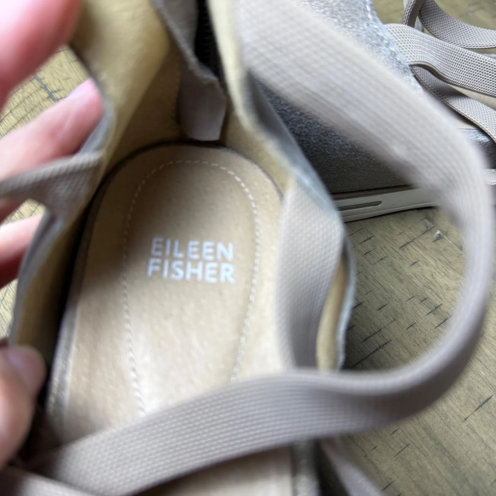 Eileen Fisher Star Metallic Wedge Sandals Womens Size 11 Elastic Straps - Image 5
