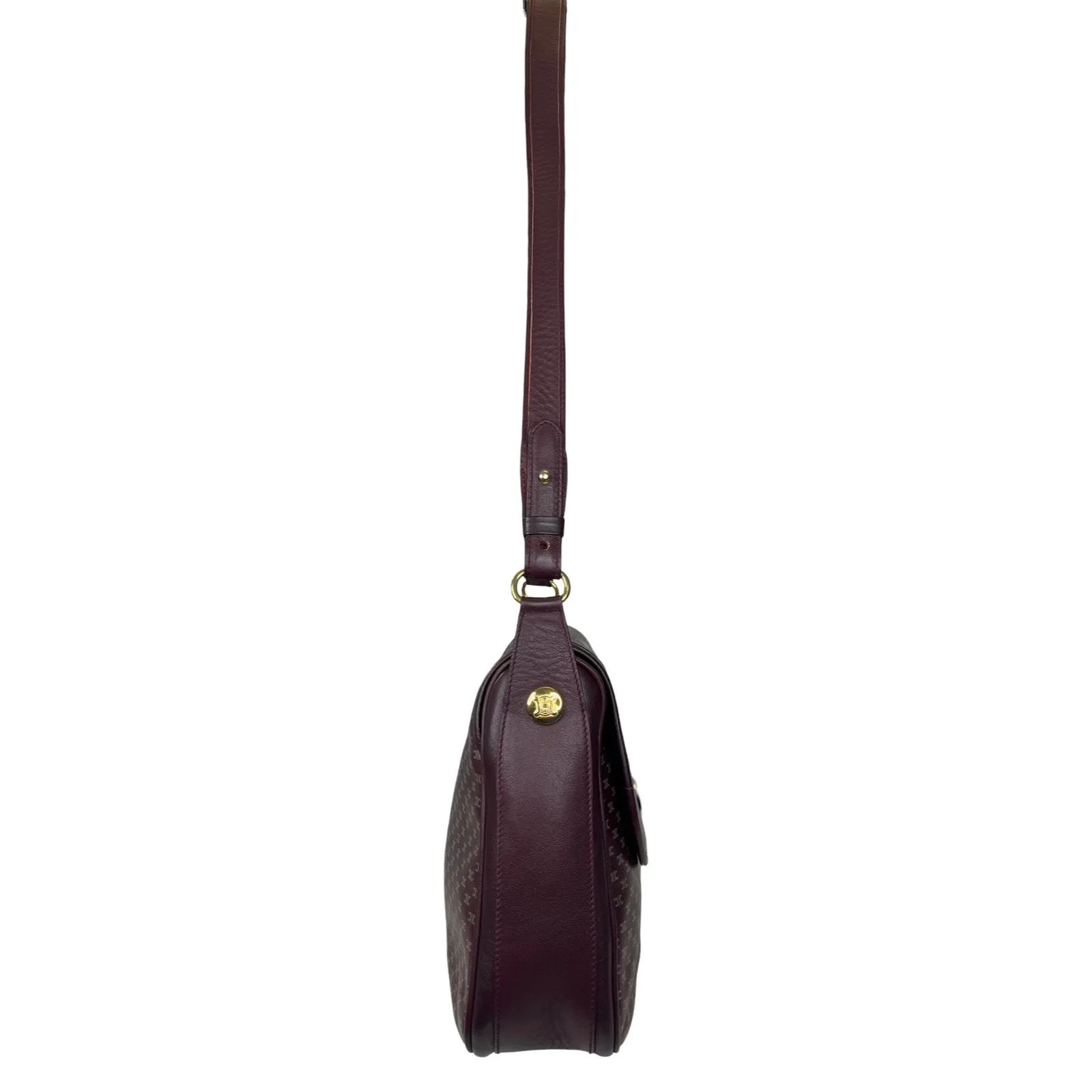 Vintage Celine Macadam Burgundy Flap Shoulder Bag Made In Italy Gold Hardware - Image 14