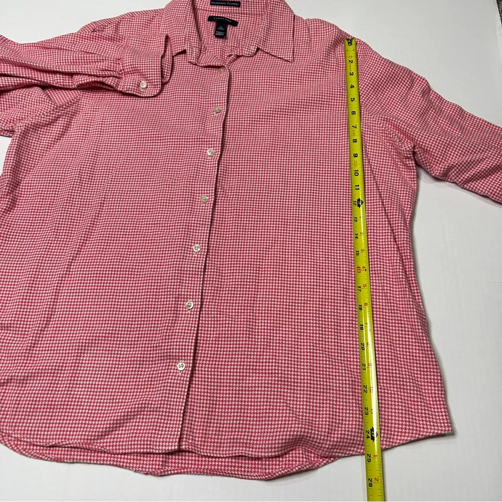 Lands' End Women’s Red Houndstooth Portuguese Flannel Button Down Shirt XL 18 - Image 9
