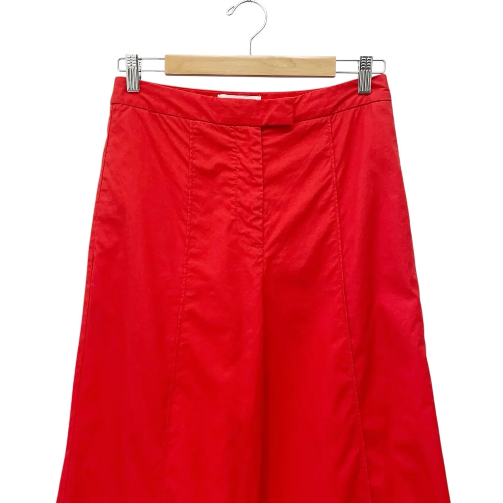 Anthropologie Red Wide Leg Cuffed Pants Cotton Poplin High Rise Trouser Size 6 - Image 5