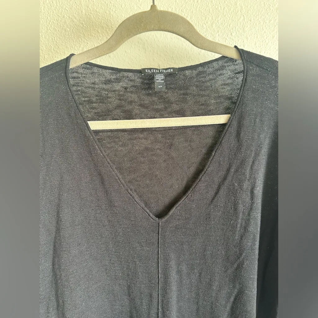 EILEEN FISHER CHARCOAL Black V-Neck Women's Sweater. - Image 4