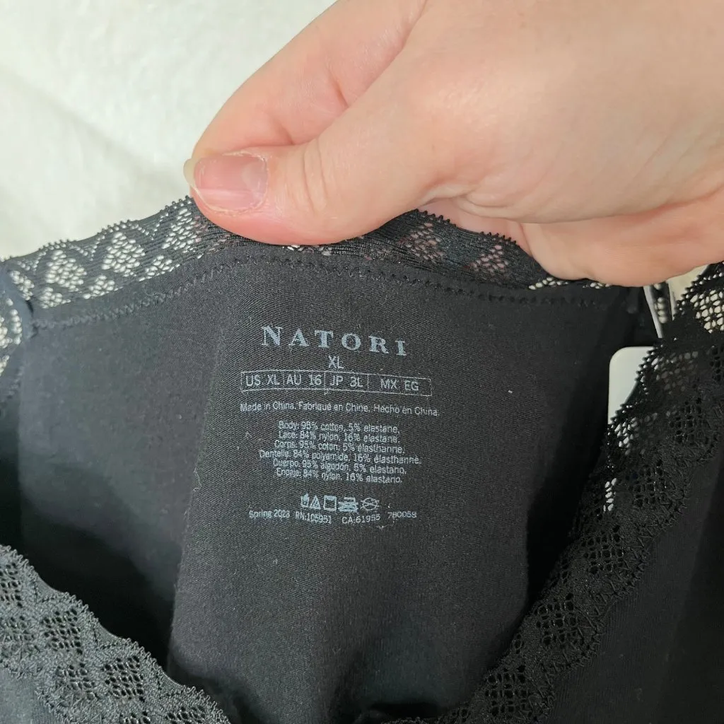 Natori Womens Black Lace Trim Sleeveless Bliss Camisole Top XL - Image 6