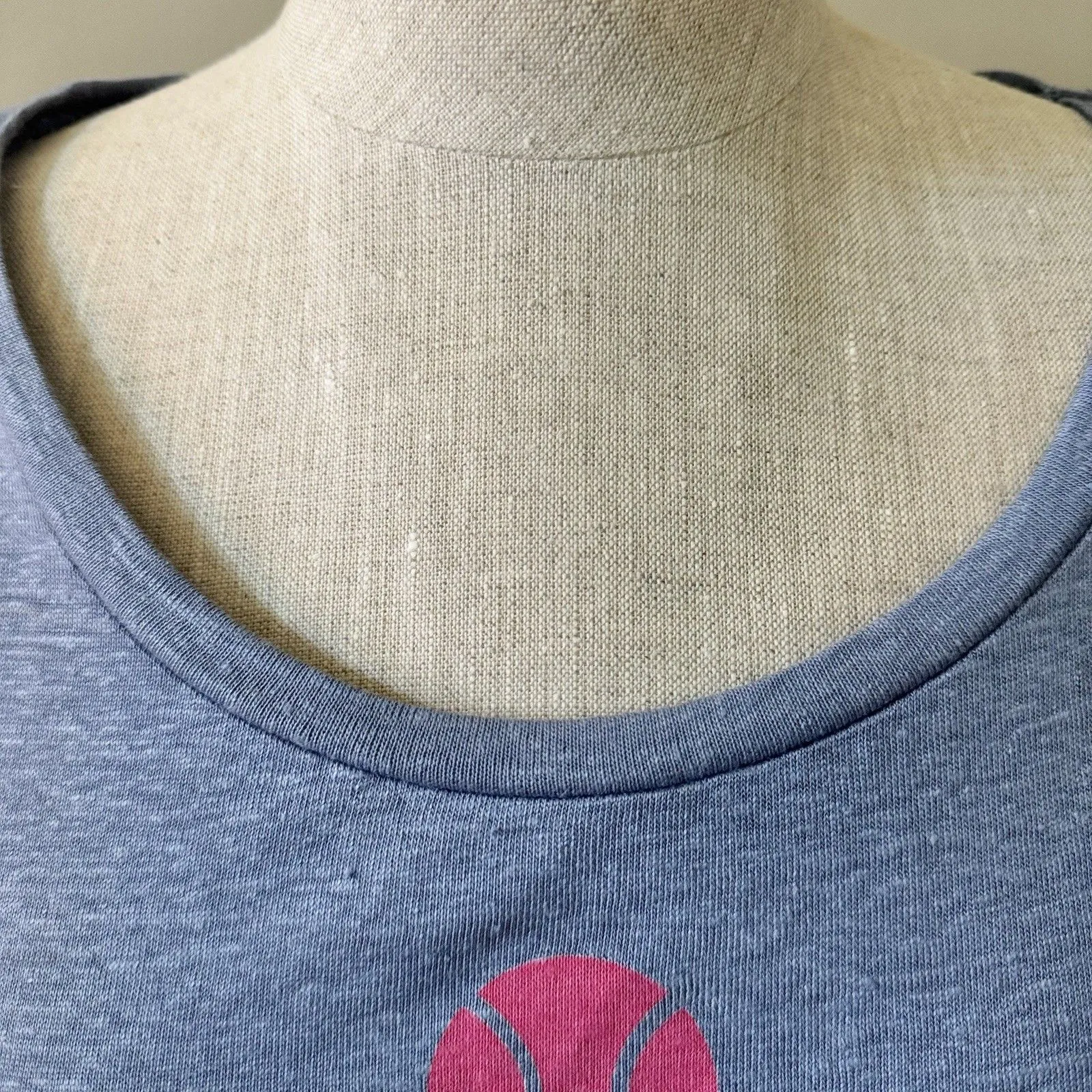 Chaser Women's Love Tennis Linen Blend Jersey Flousy 3/4 Angle Tee Blue Size S - Image 11