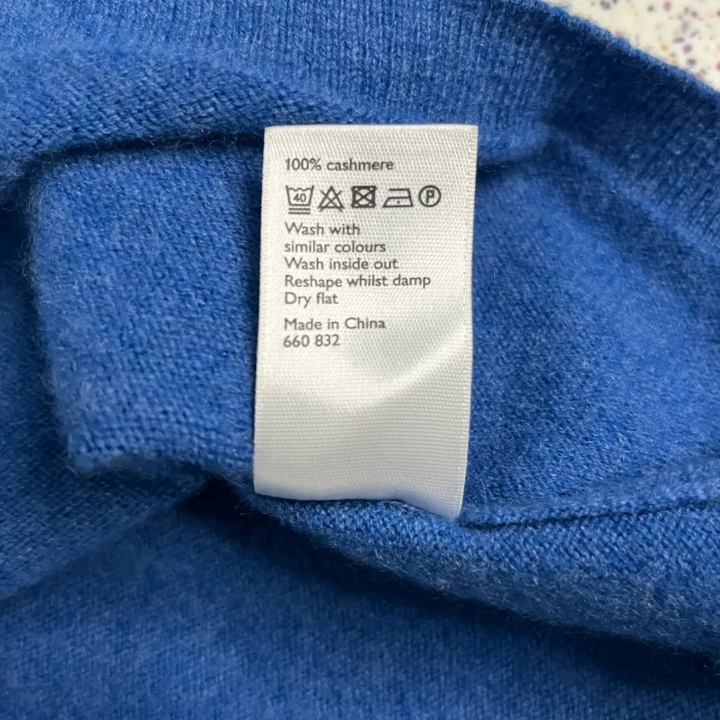 John Lewis Cashmere V Neck Sweater Long Sleeve Jumper Mineral Blue Women’s XL/20 - Image 5