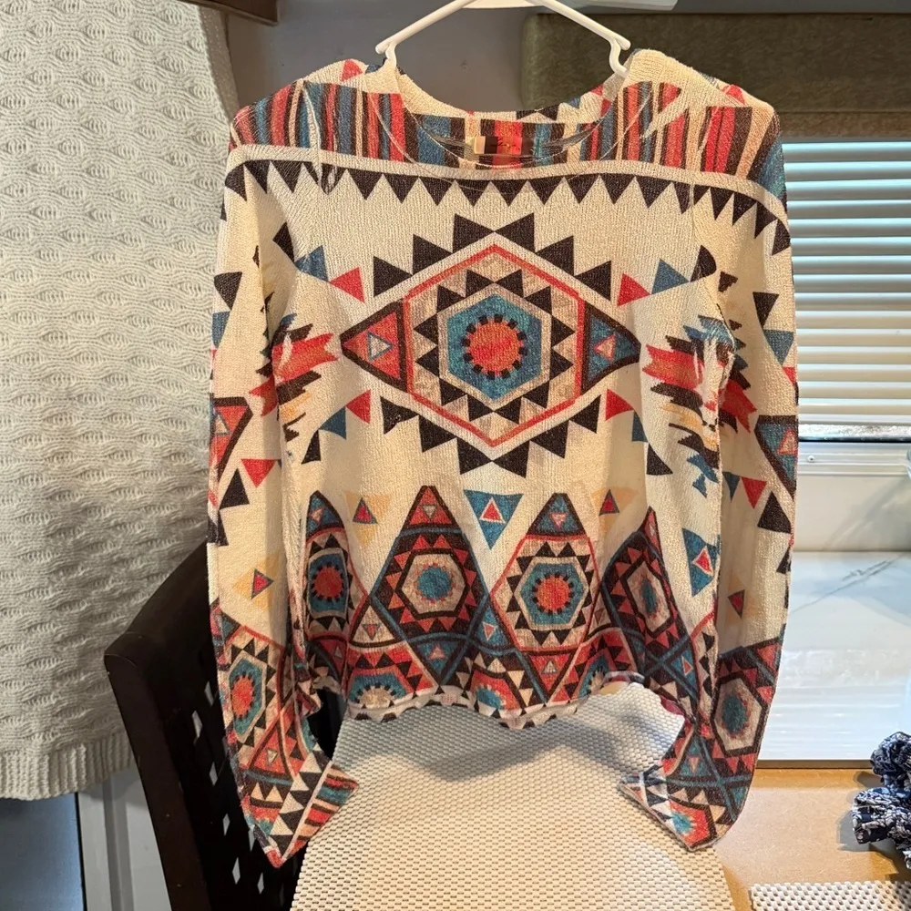 Gaze Geometric Patterned Sweater size S Red - Image 4