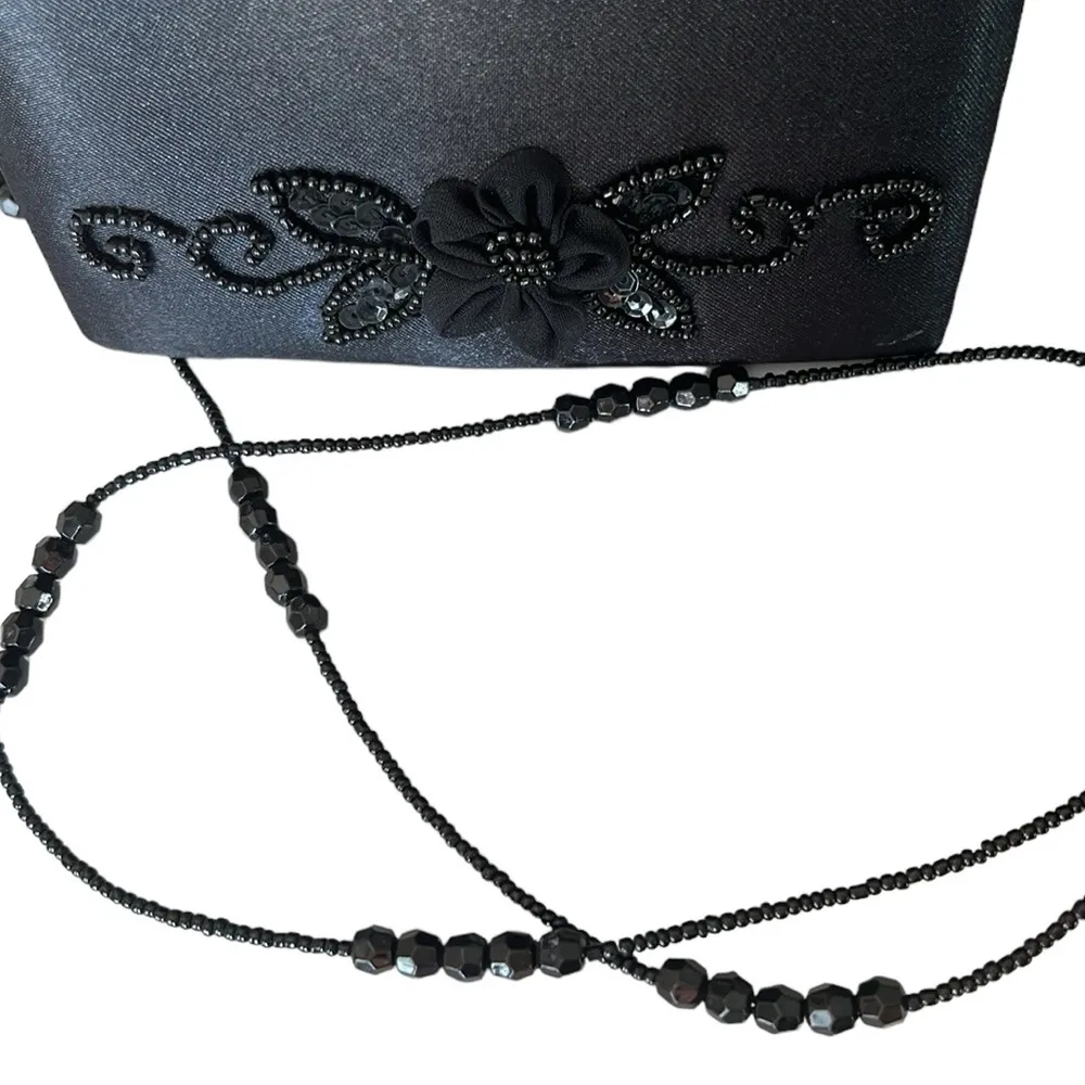 Jessica McClintock satin evening bag with beaded strap - Image 5