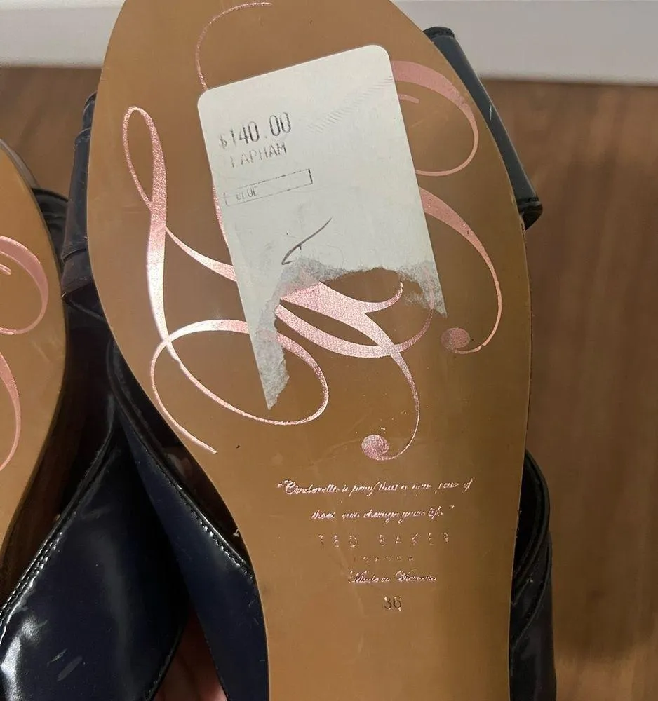 Ted Baker Navy Blue Leather Lapham Sandals Size 36 EU $140 - Image 6
