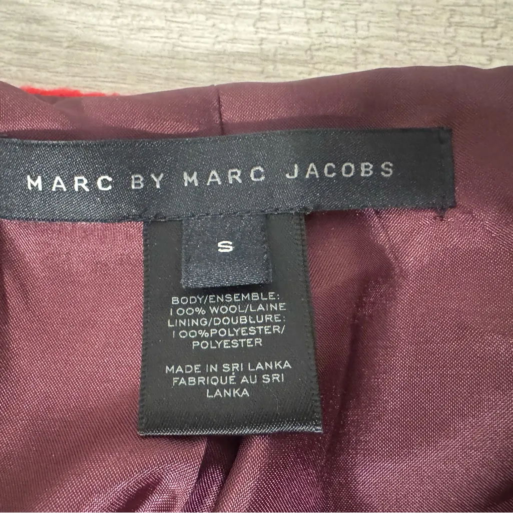 Marc by Marc Jacobs Red Wool Jacket Button Front Retro Prep Y2K Size Small - Image 7
