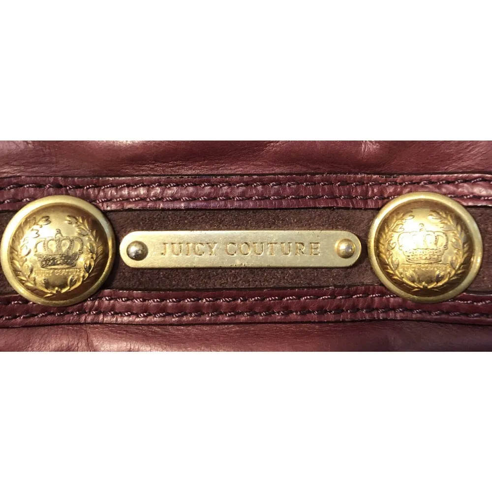 Vintage Purple Juicy Couture Leather Suede Purse Satchel Tote Bag Handbag Large - Image 9