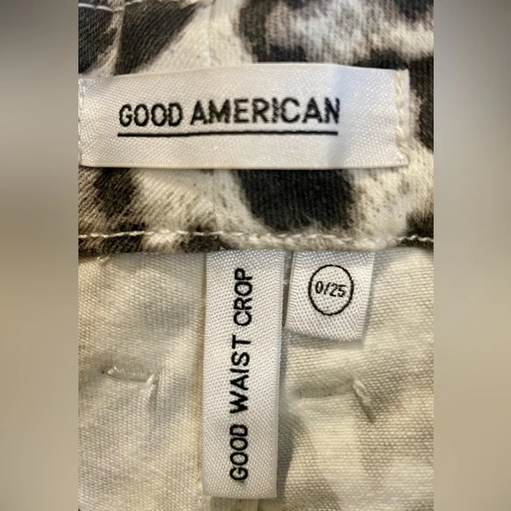 Good American Good Waist Snow Leopard Animal Print‎ Cropped Stretchy 0/24 - Image 4