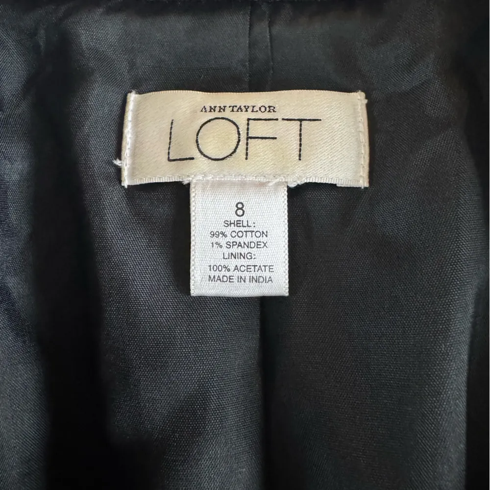 LOFT Black Micro Corduroy Fitted Blazer Jacket Coat Size 8 - Image 5