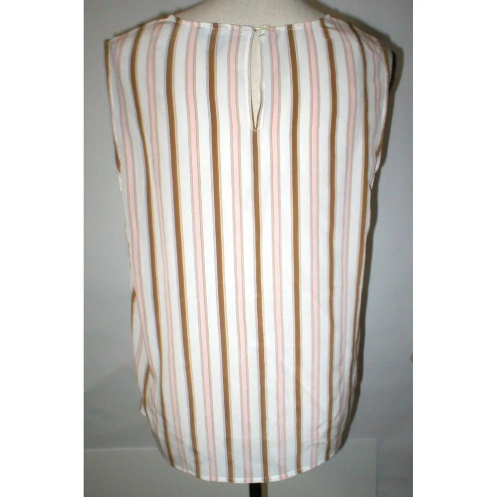 NWT $278 Worth New York Womens 12 Blouse Top Designer Silk Pink Brown White Work - Image 3