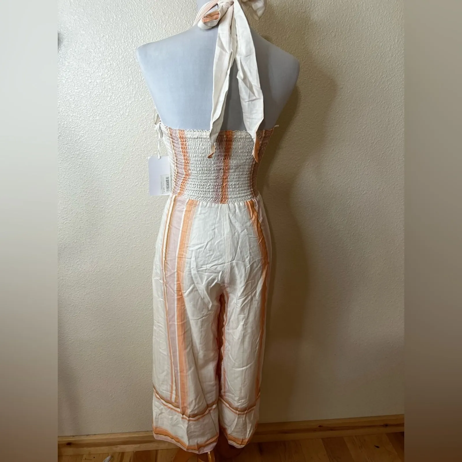Amanda Uprichard Christie Striped Pastel Metallic Cut Out Jumpsuit NEW SMALL - Image 5
