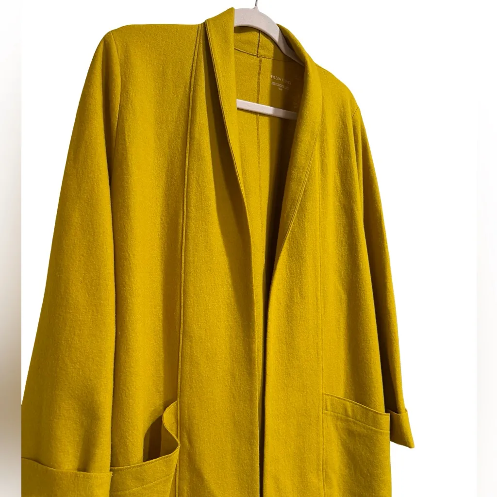 🌟 Eileen Fisher Boiled Wool Mustard Open-Front Jacket – Size M 🌟 - Image 6