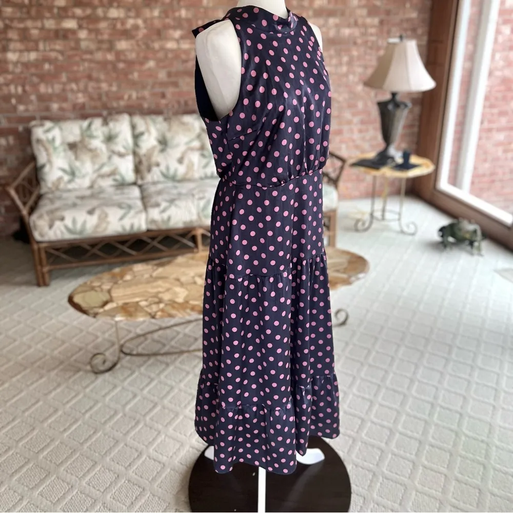 NWT Sam Edelman Dress Midi Halter Polka Dot High Neck 10 Periwinkle Blue Party - Image 13