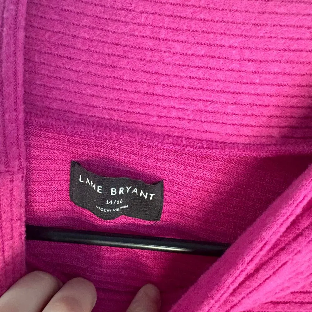 Lane Bryant Hot Pink Ribbed Turtleneck Sweater 14/16 Tunic Coquette Feminine - Image 3