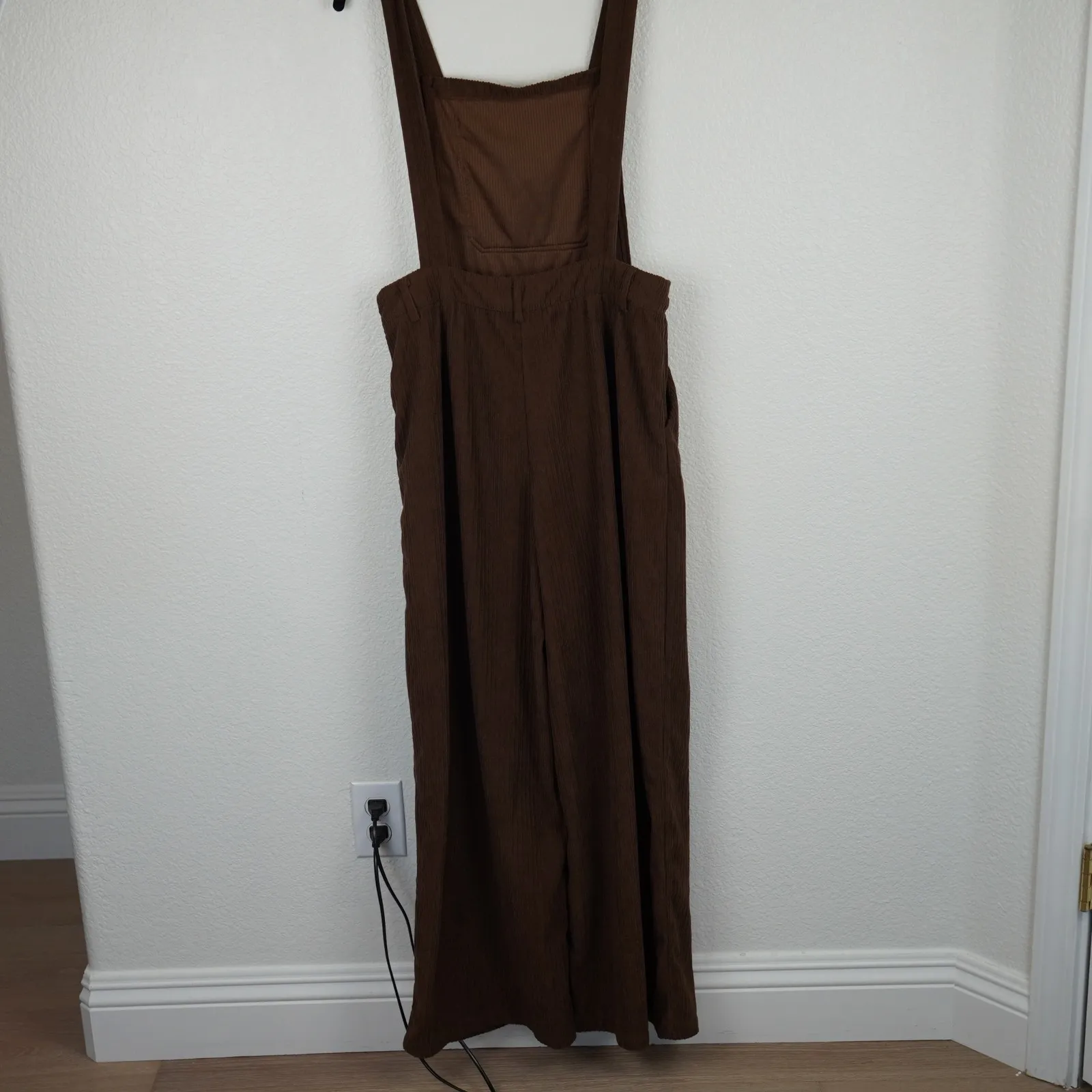 CIDER‎ Womens Corduroy Jumpsuit Overalls Brown Wide Leg Square Neck Size M - Image 5