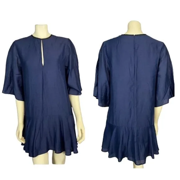 Pfeiffer blue shift dress bell sleeves key hole opening at chest size medium - Image 2