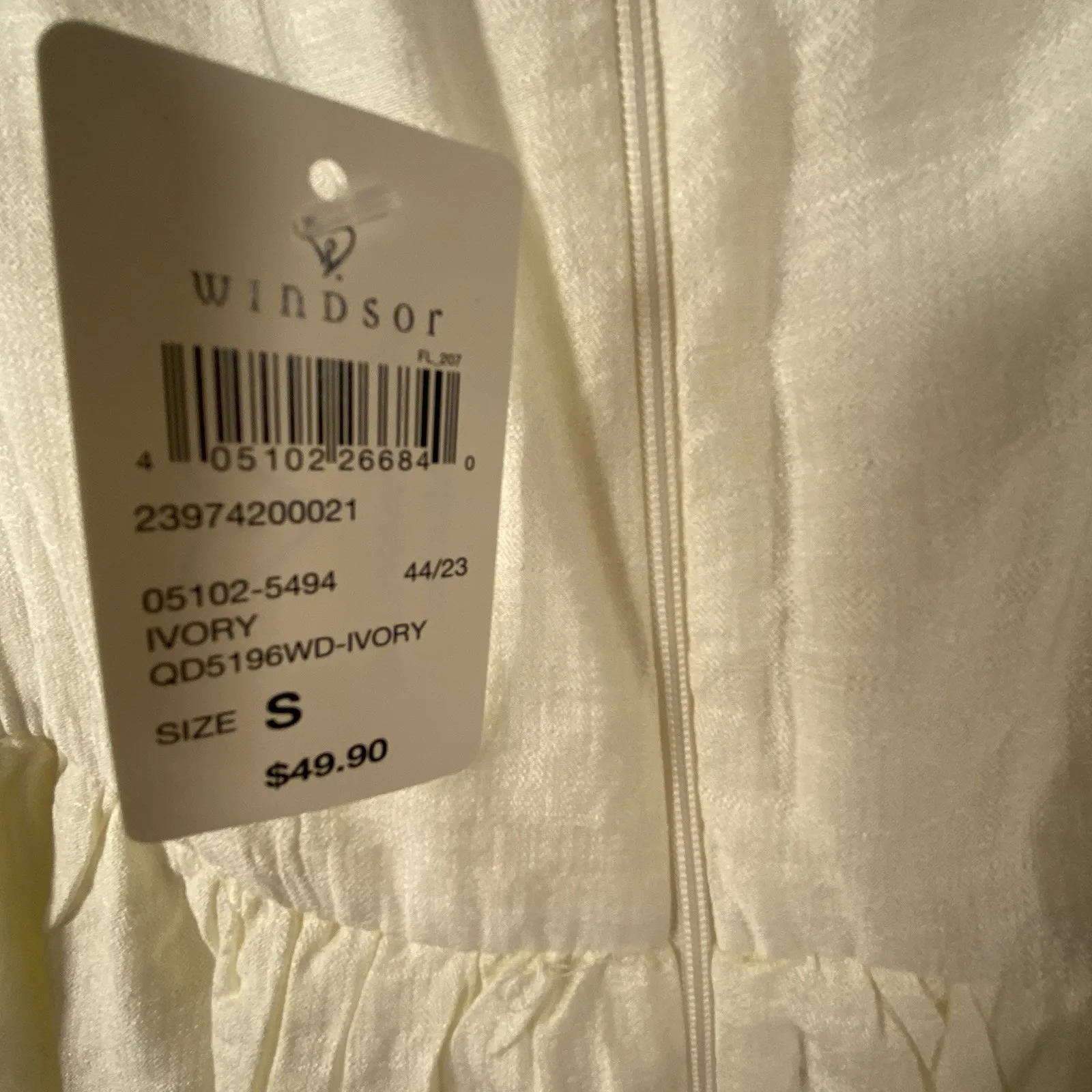 Windsor Flirty Babydoll Dress SmalI Ivory Square Neck Sexy Tiered Ruffle Hem NWT - Image 6